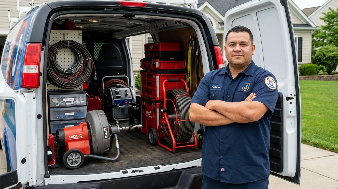 Professional drain cleaning equipment and Johns Plumbing LLC plumber in Greenville