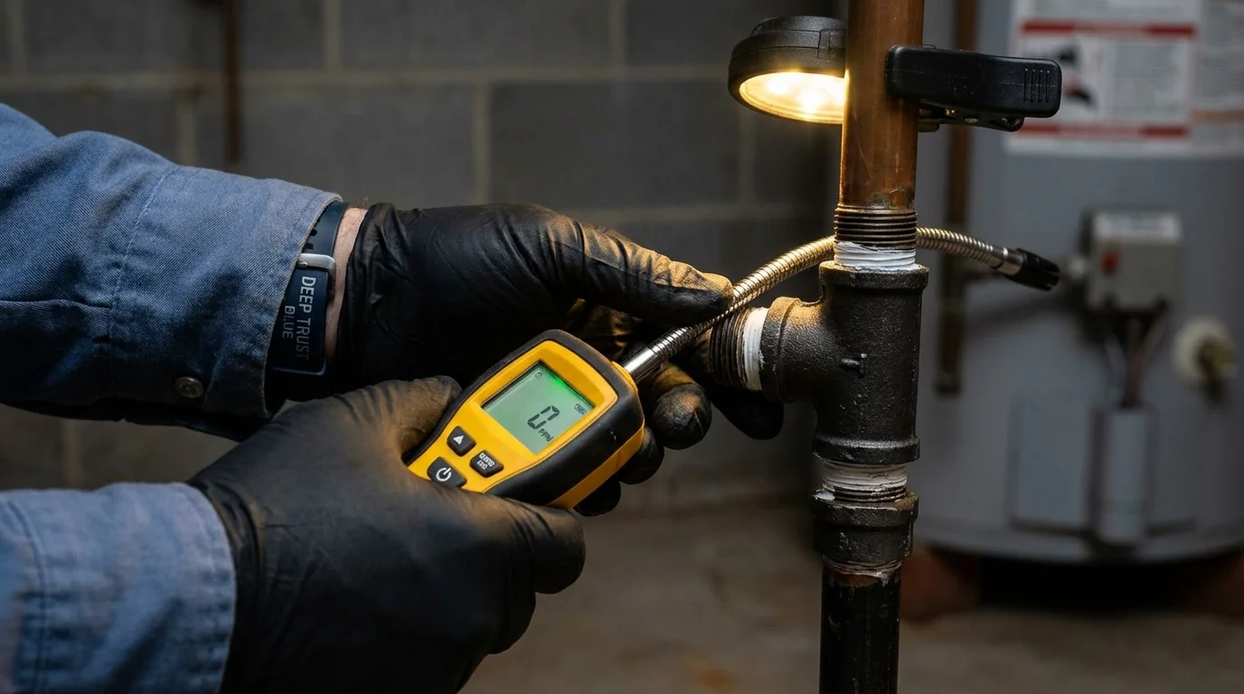 Gas leak detection with electronic sniffer by Johns Plumbing LLC in Greenville