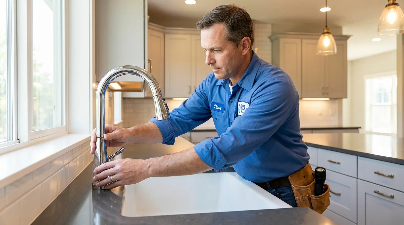 Kitchen faucet installation by Johns Plumbing LLC in Greenville